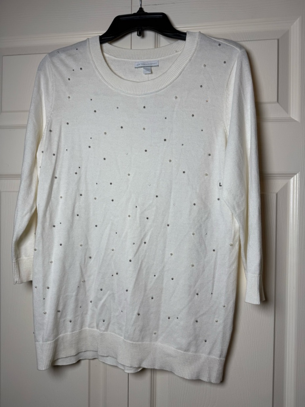 New York & Company Embellished Knit Sweater Top